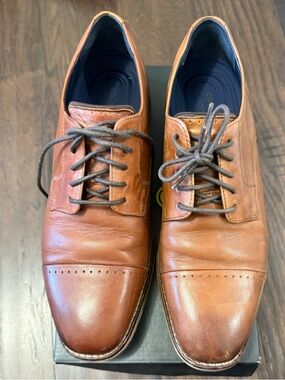 Cole Haan Tan Leather Cap-Toe Oxfords